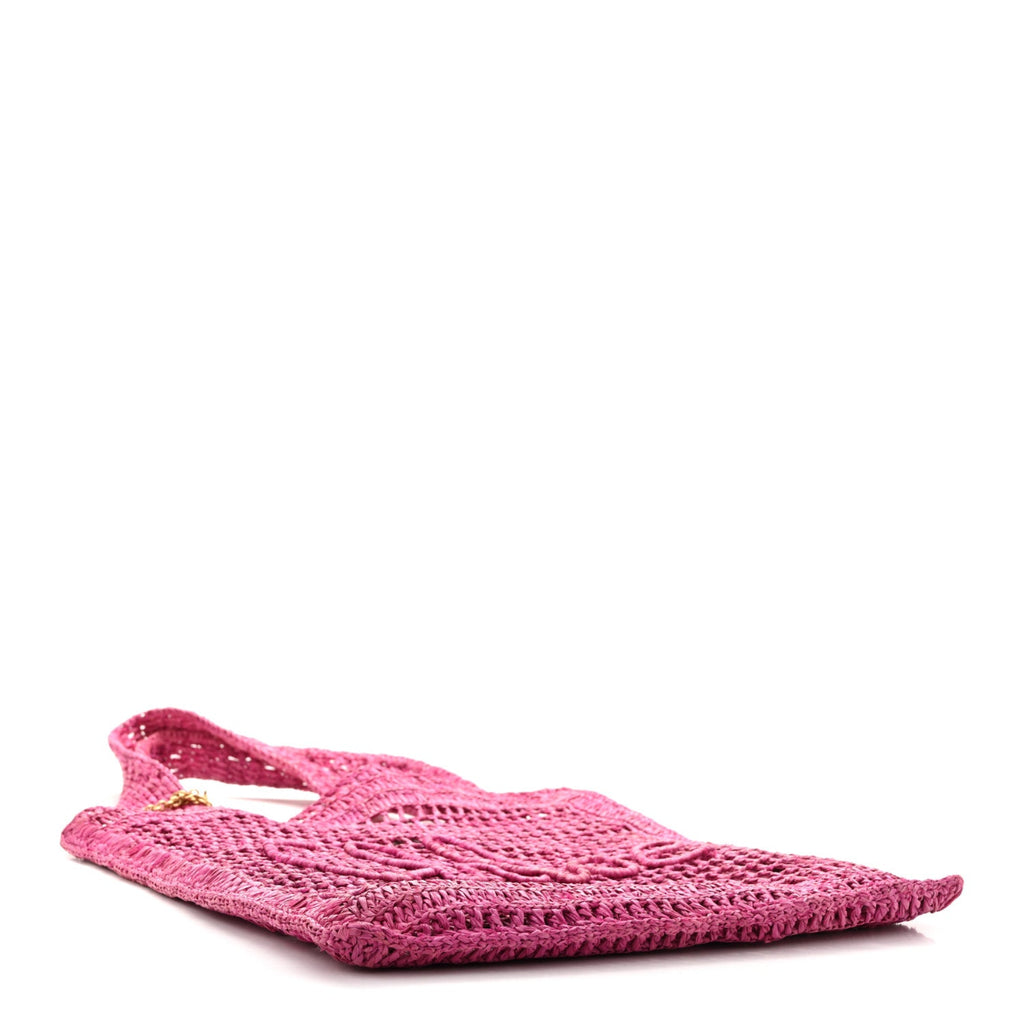 Raffia Summer Banana Tote Fuchsia Rose