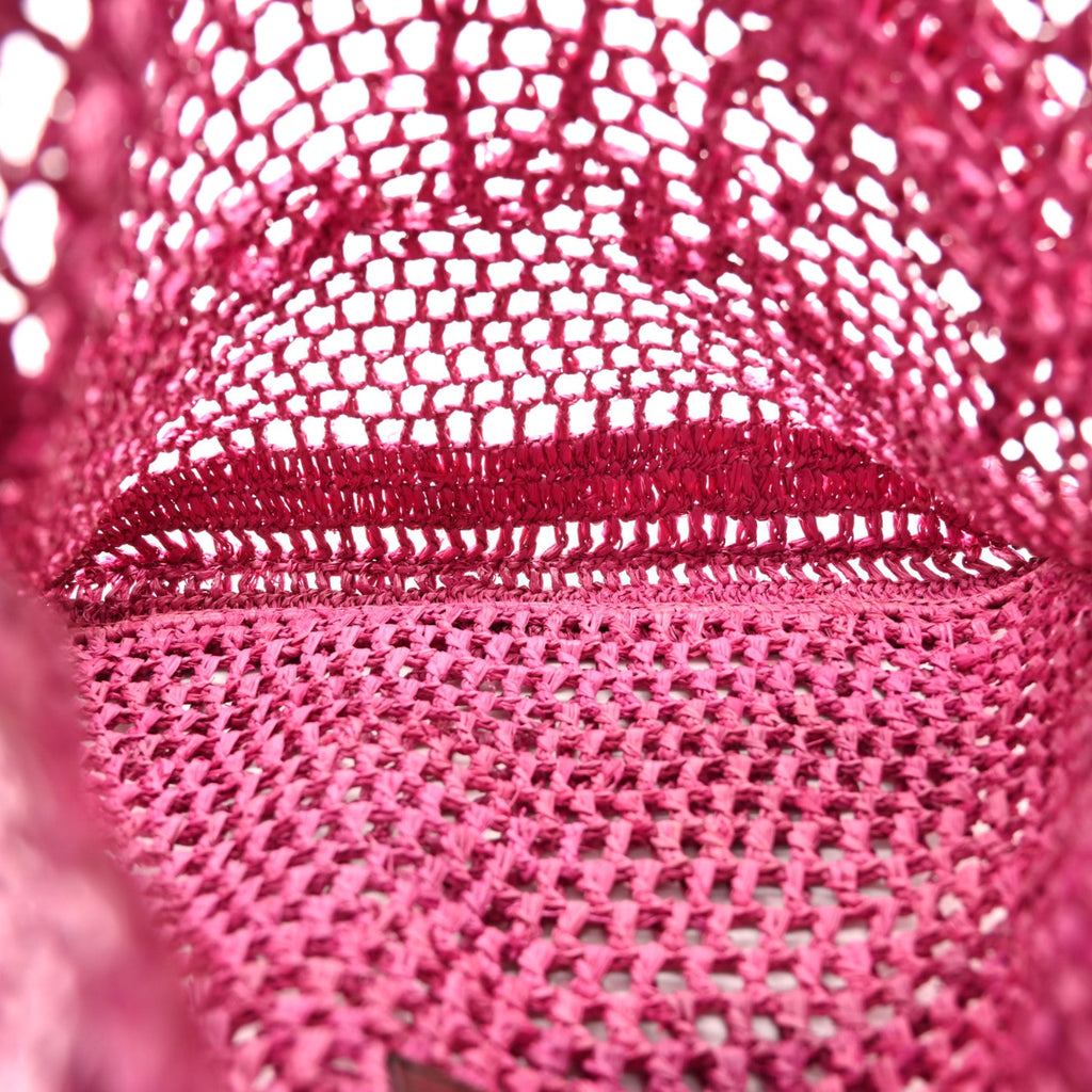 Raffia Summer Banana Tote Fuchsia Rose