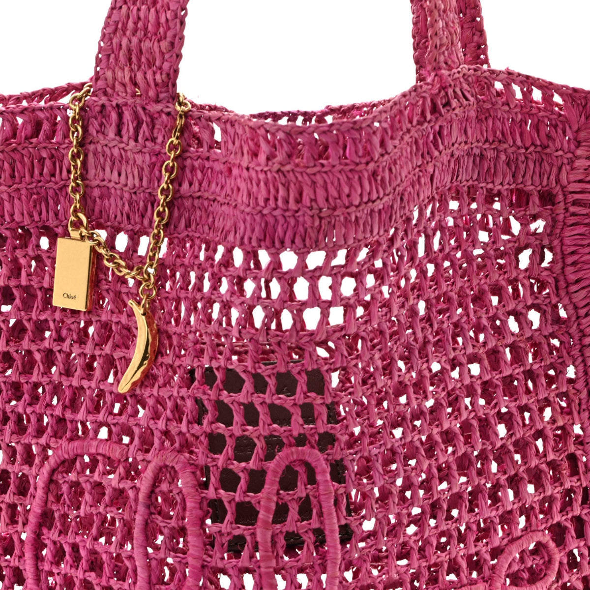 Raffia Summer Banana Tote Fuchsia Rose
