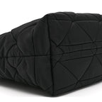 Re-Nylon Nappa Triangle Quilted Padded Small Double Handled Zip Tote Black