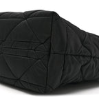 Re-Nylon Nappa Triangle Quilted Padded Small Double Handled Zip Tote Black