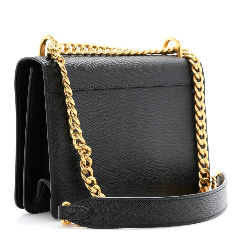 Saffiano Chain Shoulder Bag Black