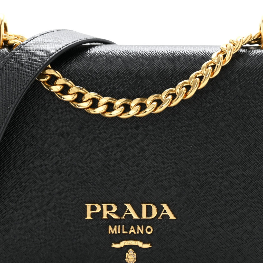 Saffiano Chain Shoulder Bag Black