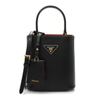 Saffiano Cuir Small Panier Bucket Bag Black Fuoco