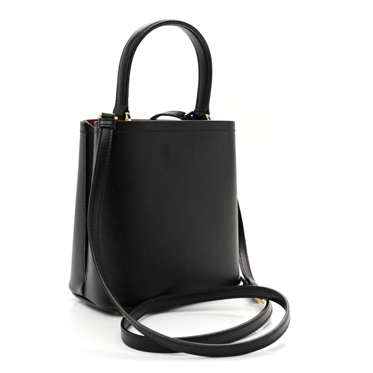Saffiano Cuir Small Panier Bucket Bag Black Fuoco