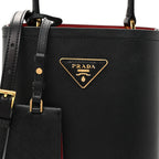 Saffiano Cuir Small Panier Bucket Bag Black Fuoco