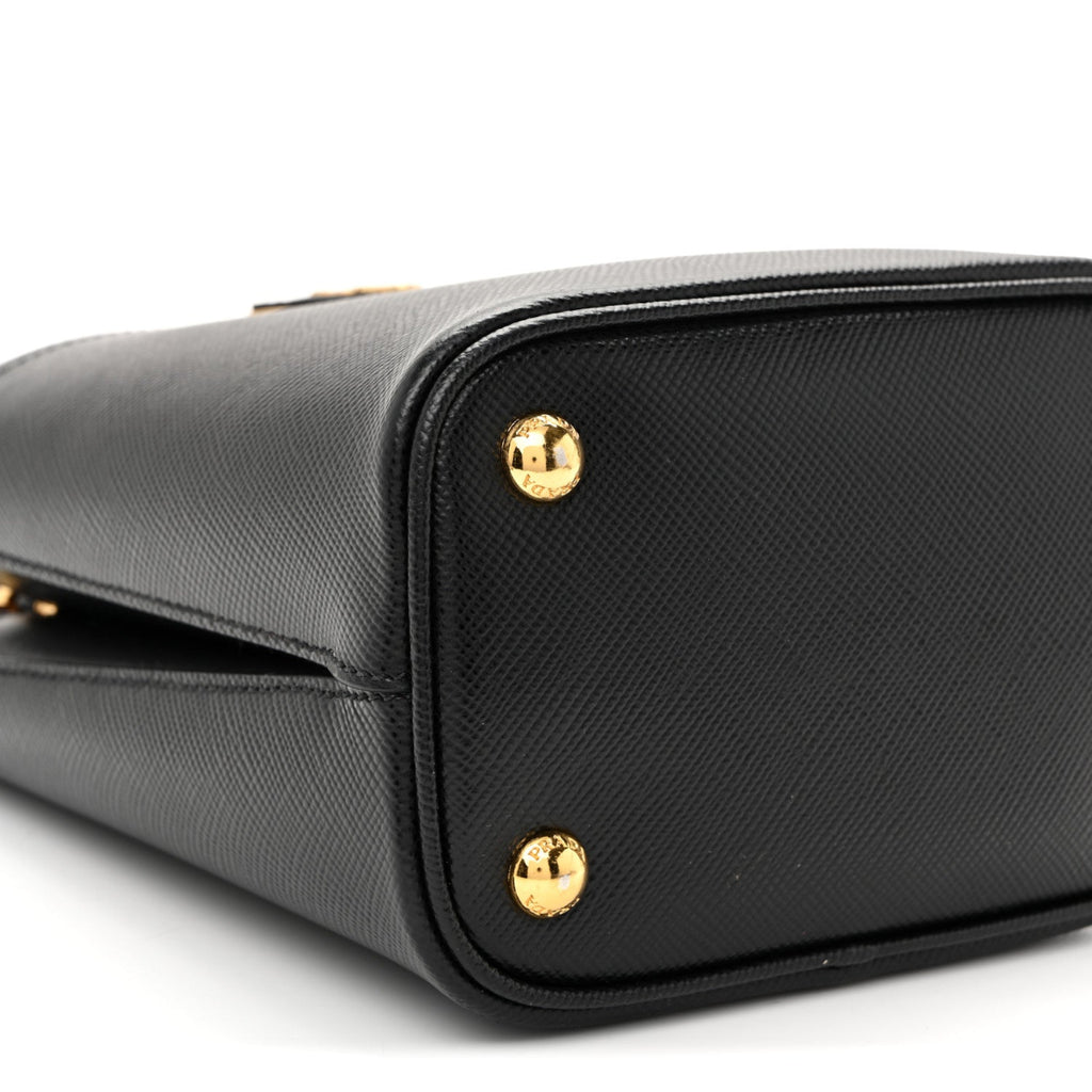 Saffiano Cuir Small Panier Bucket Bag Black Fuoco