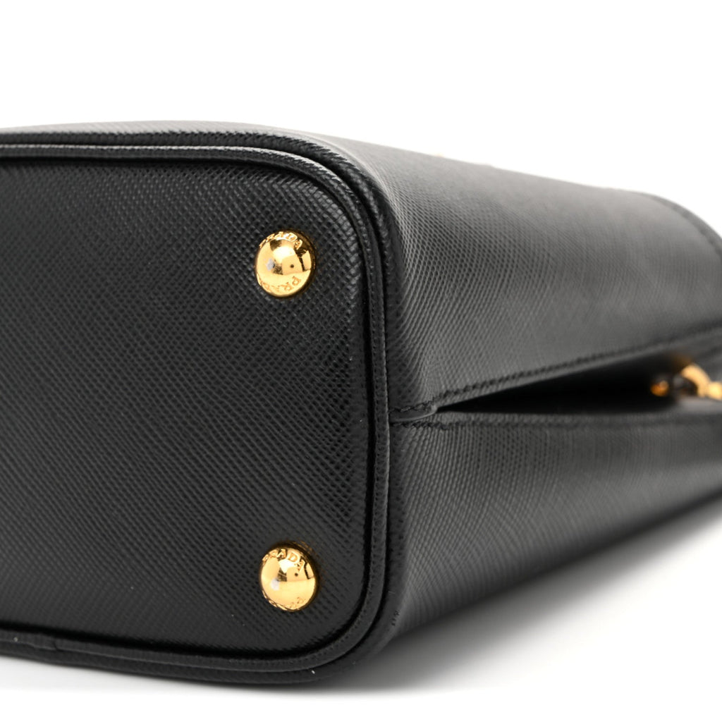 Saffiano Cuir Small Panier Bucket Bag Black Fuoco