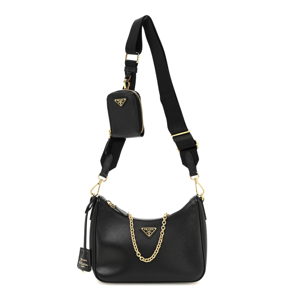 Saffiano Lux Re-Edition 2005 Shoulder Bag Black