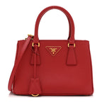 Saffiano Lux Small Galleria Double Zip Tote Fuoco