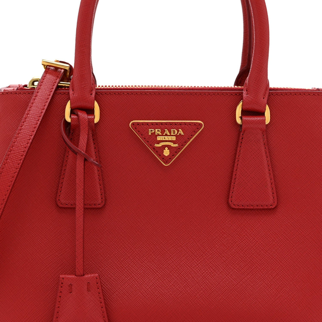 Saffiano Lux Small Galleria Double Zip Tote Fuoco