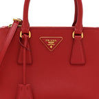 Saffiano Lux Small Galleria Double Zip Tote Fuoco