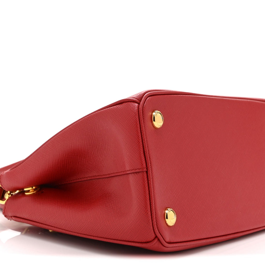 Saffiano Lux Small Galleria Double Zip Tote Fuoco