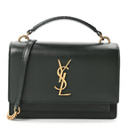 Calfskin Monogram Sunset Chain Wallet New Vert Fonce