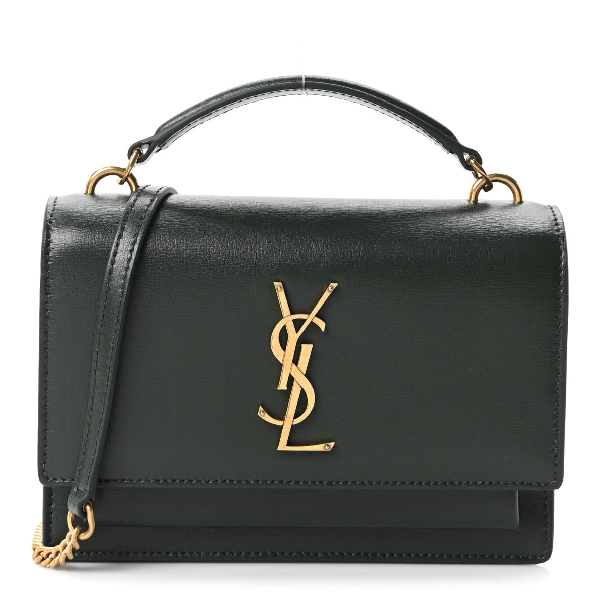 Calfskin Monogram Sunset Chain Wallet New Vert Fonce