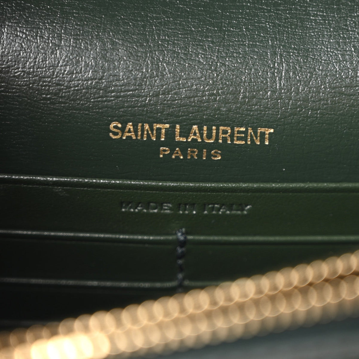 Calfskin Monogram Sunset Chain Wallet New Vert Fonce
