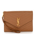 Grain De Poudre Matelasse Chevron Monogram Envelope Clutch Natural Dark