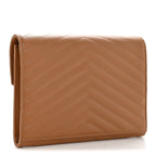 Grain De Poudre Matelasse Chevron Monogram Envelope Clutch Natural Dark