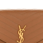 Grain De Poudre Matelasse Chevron Monogram Envelope Clutch Natural Dark