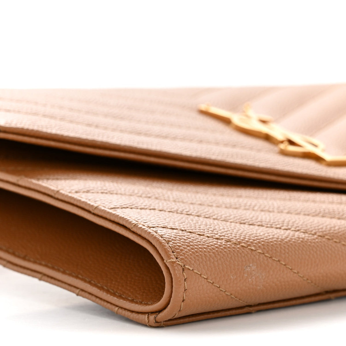 Grain De Poudre Matelasse Chevron Monogram Envelope Clutch Natural Dark