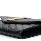 Grain De Poudre Textured Mixed Matelasse Triquilt Monogram Clutch Black