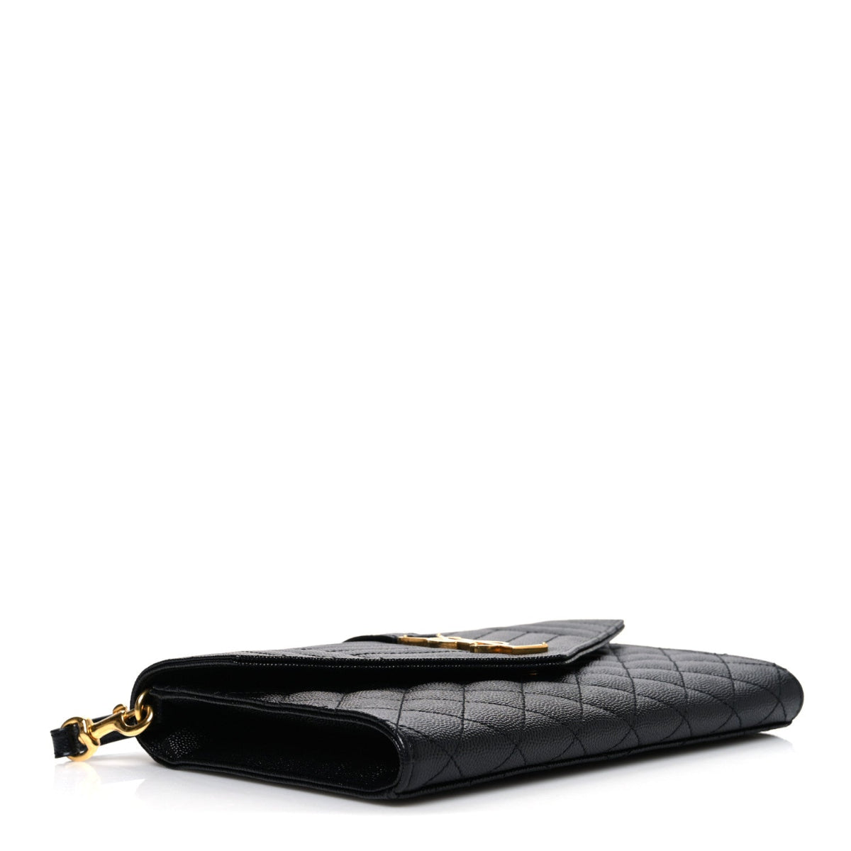 Grain De Poudre Textured Mixed Matelasse Triquilt Monogram Clutch Black
