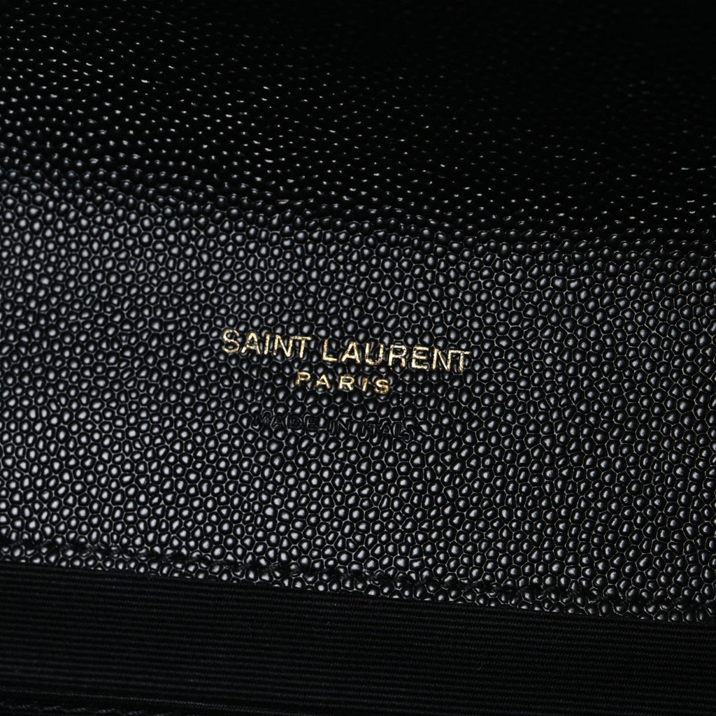 Grain De Poudre Textured Mixed Matelasse Triquilt Monogram Clutch Black