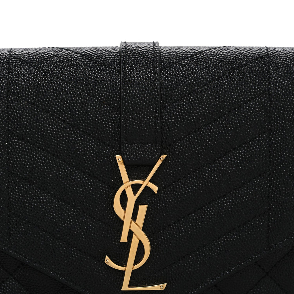 Grain De Poudre Textured Mixed Matelasse Triquilt Monogram Clutch Black