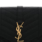Grain De Poudre Textured Mixed Matelasse Triquilt Monogram Clutch Black
