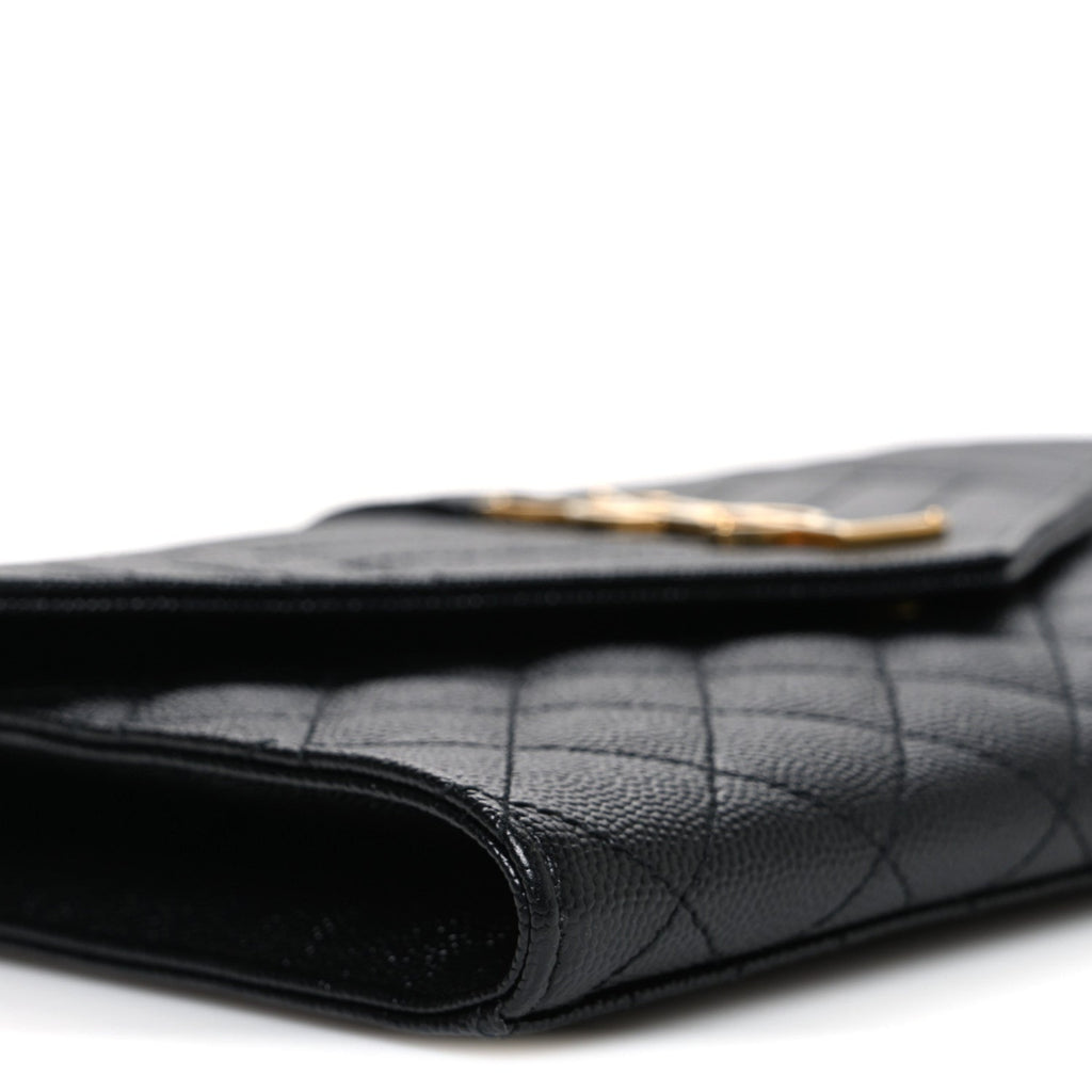 Grain De Poudre Textured Mixed Matelasse Triquilt Monogram Clutch Black