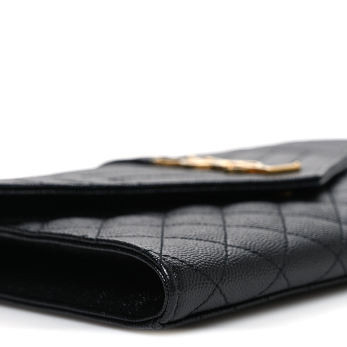 Grain De Poudre Textured Mixed Matelasse Triquilt Monogram Clutch Black
