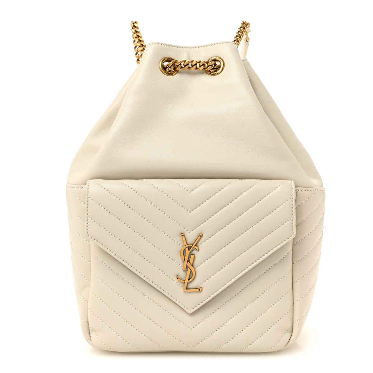 Lambskin Matelasse Monogram Joe Backpack Cream