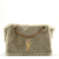 Shearling Calfskin Medium Reversible Monogram Kate Satchel Grey