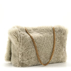 Shearling Calfskin Medium Reversible Monogram Kate Satchel Grey