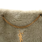 Shearling Calfskin Medium Reversible Monogram Kate Satchel Grey