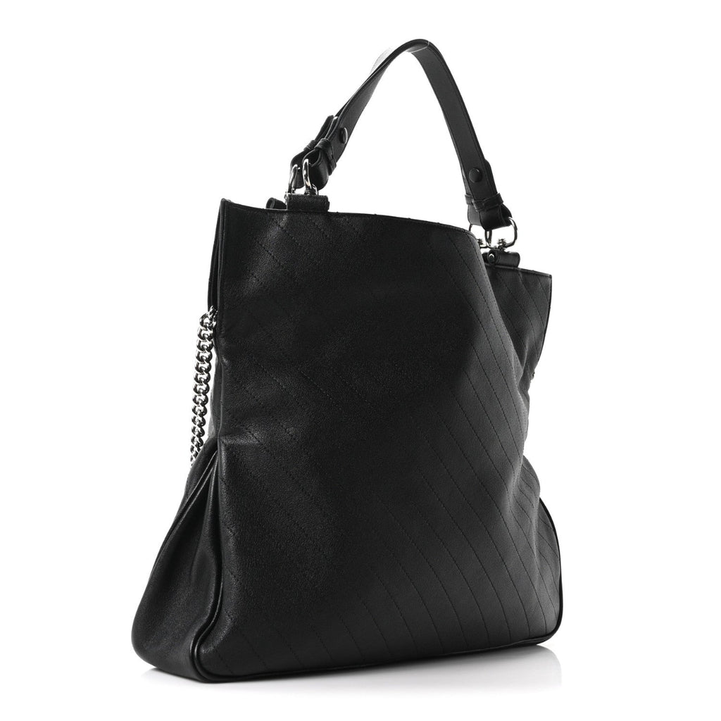 Sakai Be Green Calfskin Diagonal Stitched Medium Blondie Tote Black