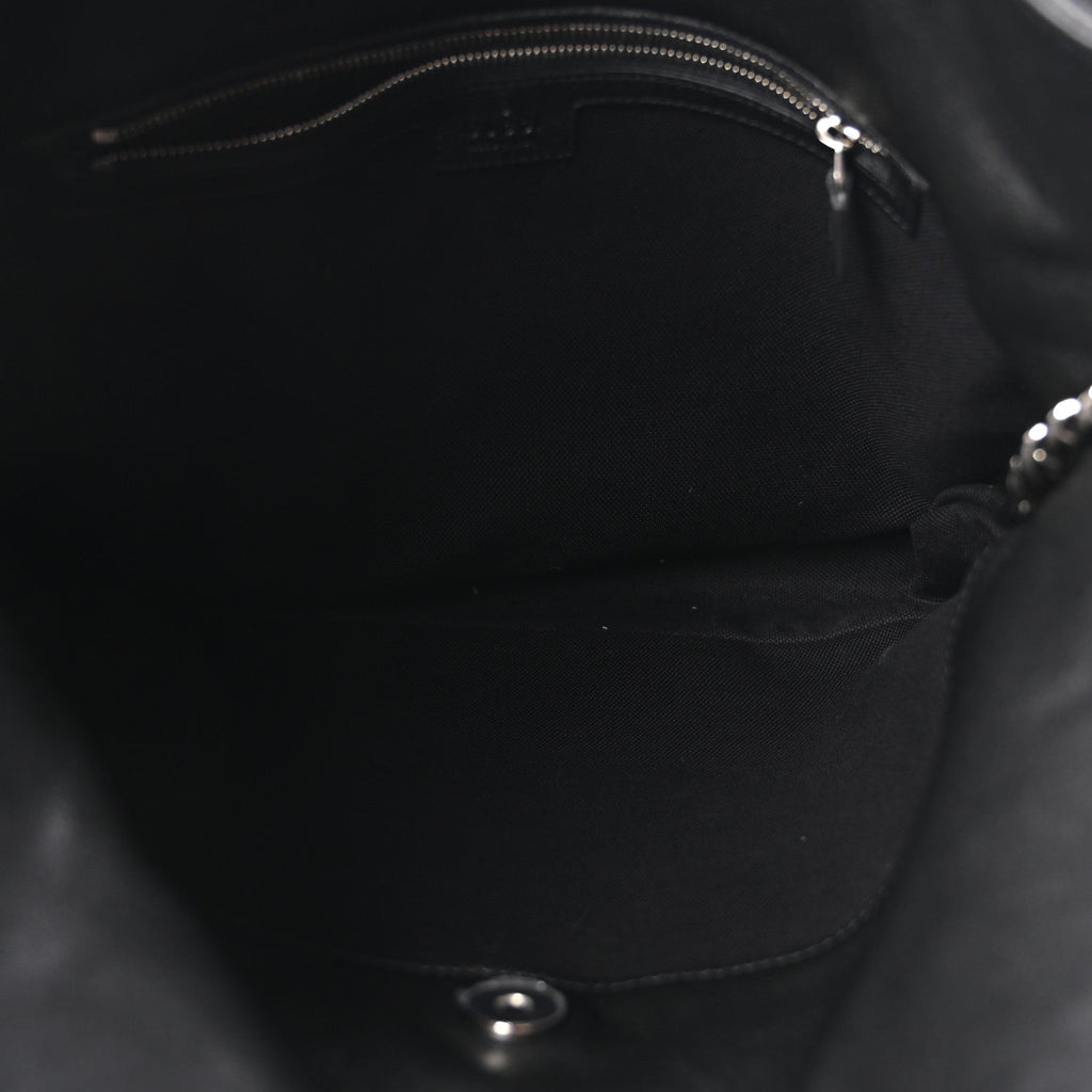 Sakai Be Green Calfskin Diagonal Stitched Medium Blondie Tote Black