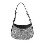 Satin Crystal Cleo Adjustable Strap Shoulder Bag Metal