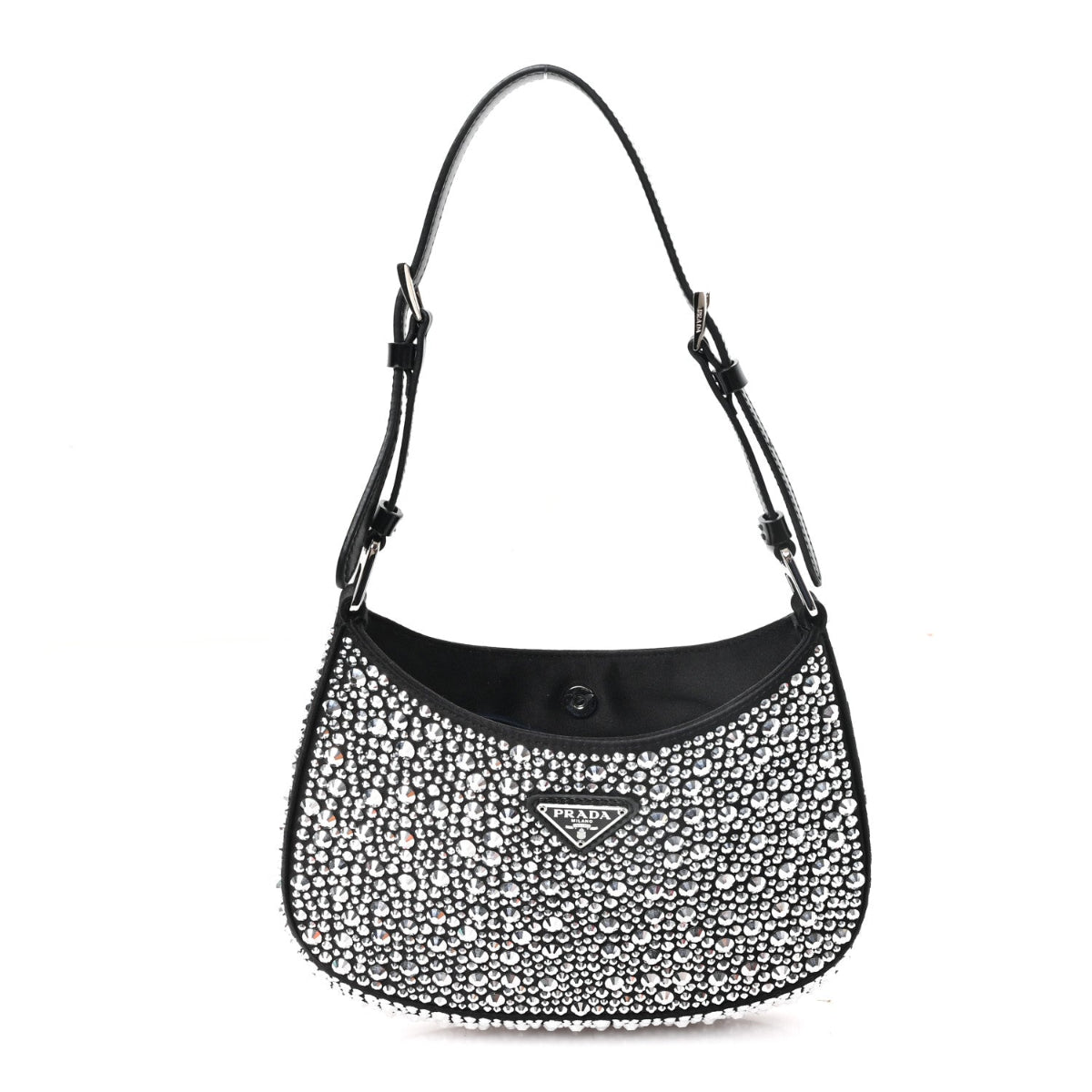 Satin Crystal Cleo Adjustable Strap Shoulder Bag Metal