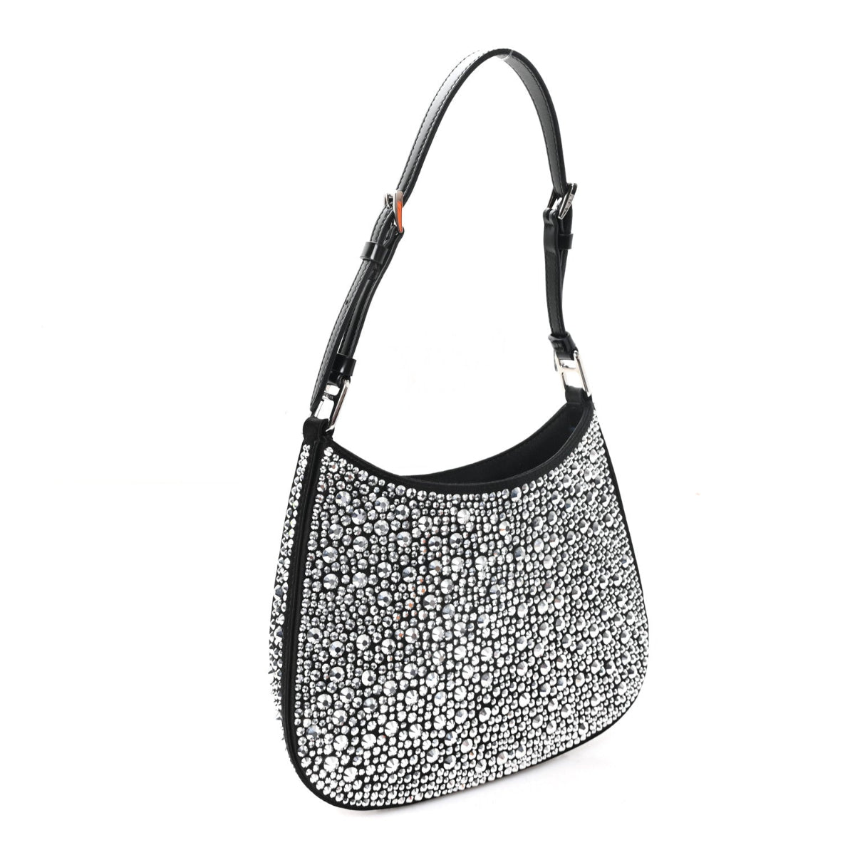 Satin Crystal Cleo Adjustable Strap Shoulder Bag Metal
