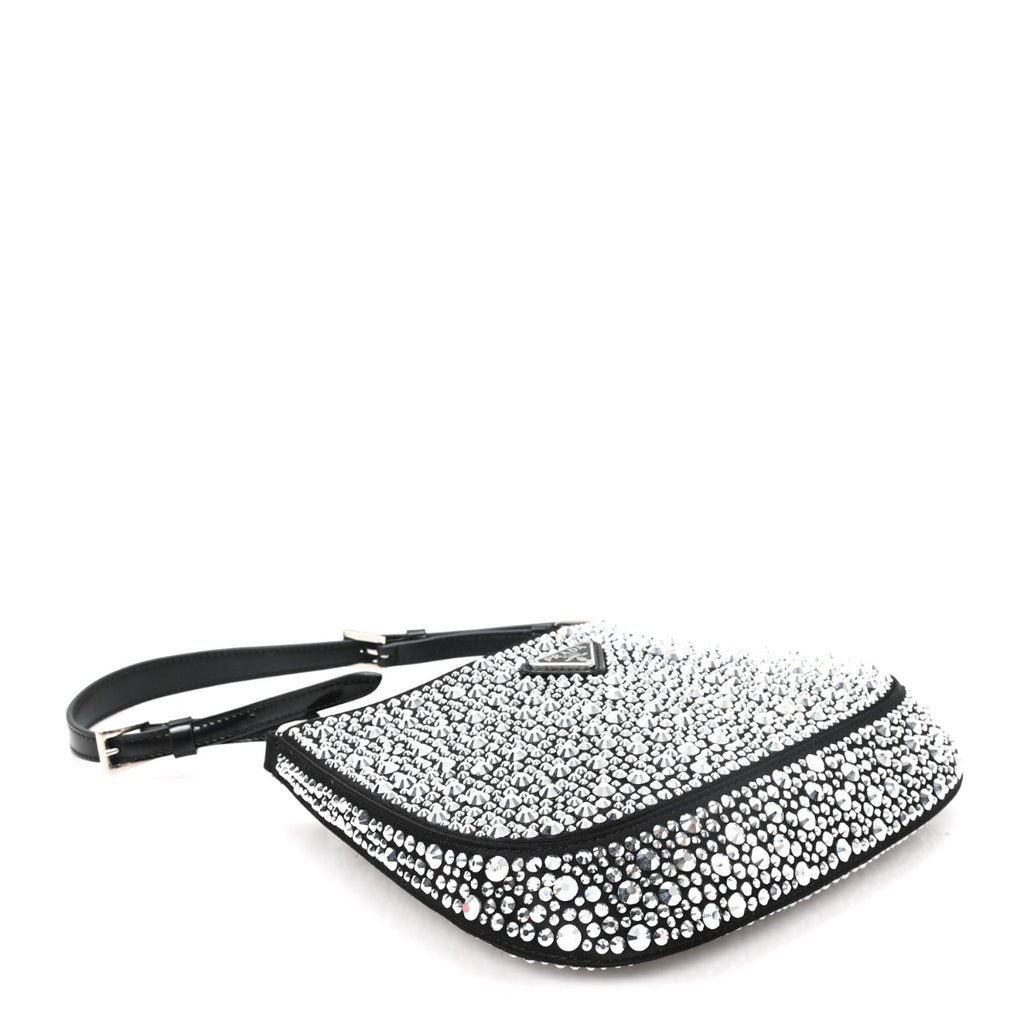 Satin Crystal Cleo Adjustable Strap Shoulder Bag Metal