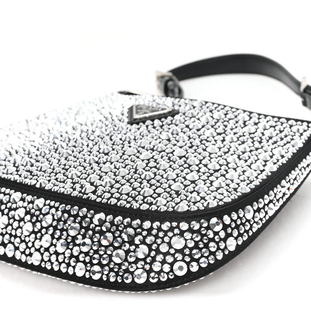 Satin Crystal Cleo Adjustable Strap Shoulder Bag Metal