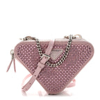 Satin Crystal Mini Triangle Crossbody Pouch Alabastro