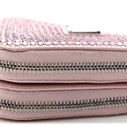 Satin Crystal Mini Triangle Crossbody Pouch Alabastro