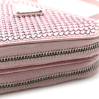 Satin Crystal Mini Triangle Crossbody Pouch Alabastro