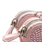 Satin Crystal Mini Triangle Crossbody Pouch Alabastro
