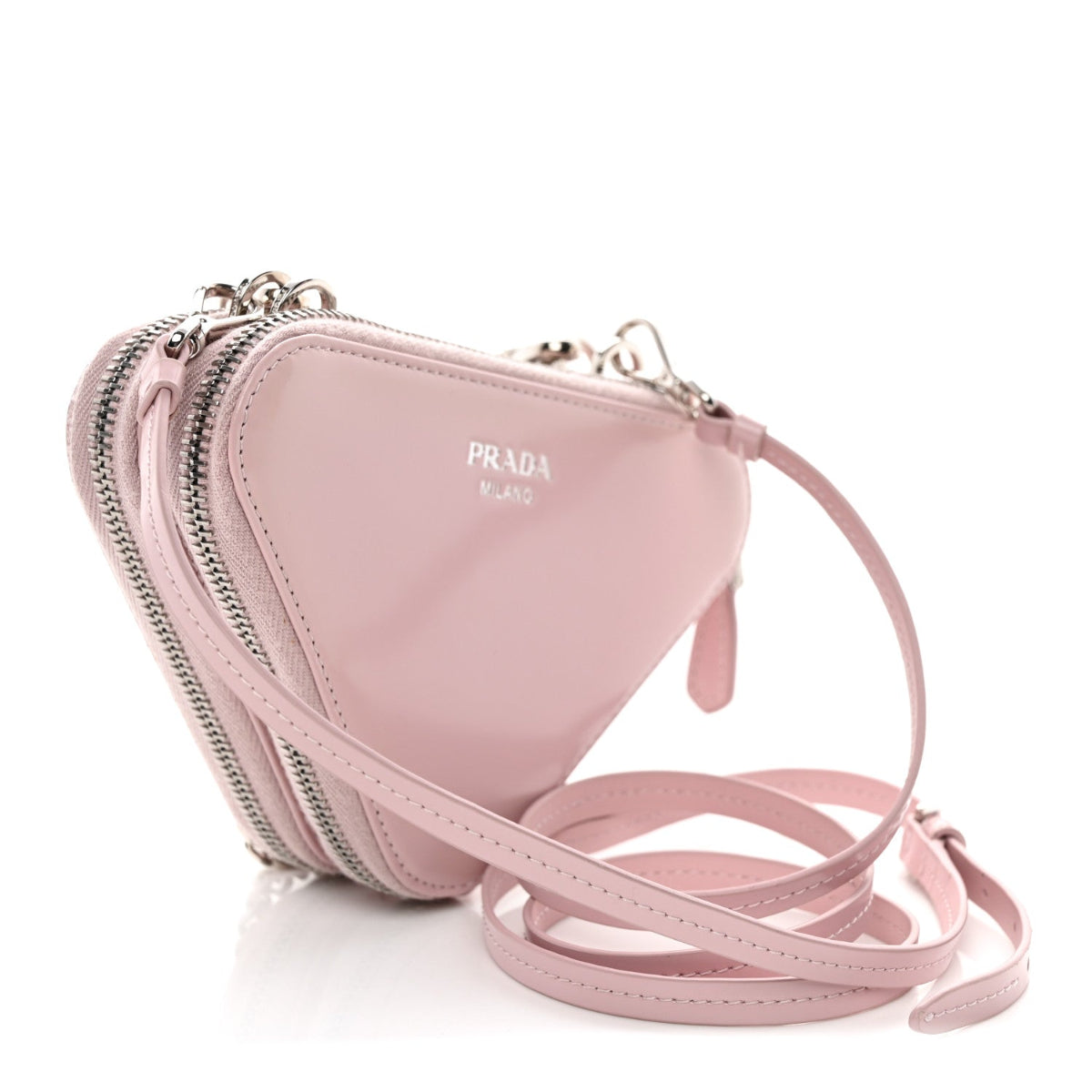 Satin Crystal Mini Triangle Crossbody Pouch Alabastro