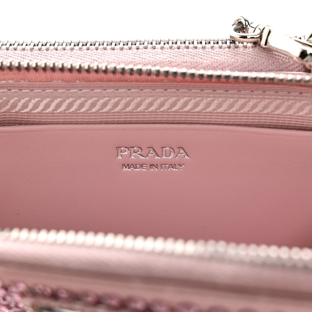 Satin Crystal Mini Triangle Crossbody Pouch Alabastro