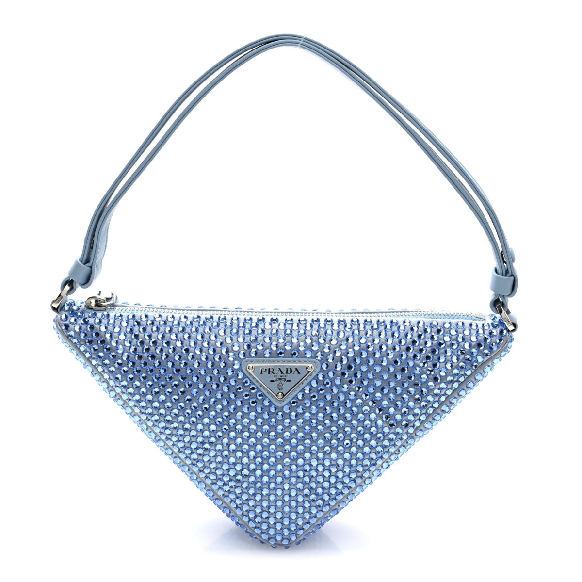 Satin Crystal Triangle Pouch Celeste