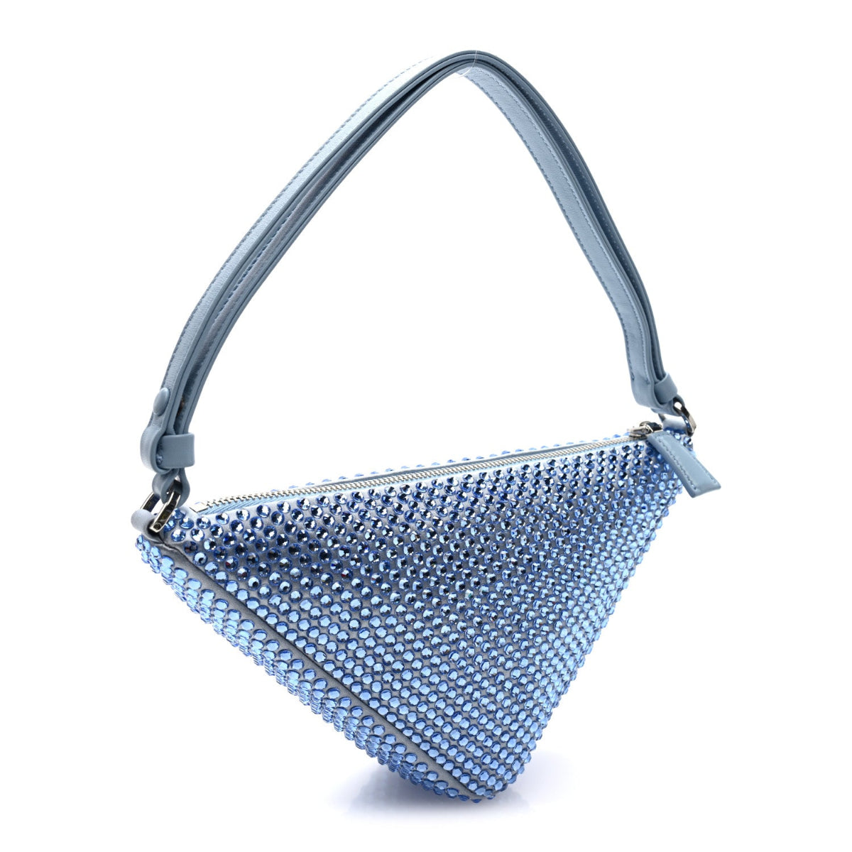 Satin Crystal Triangle Pouch Celeste